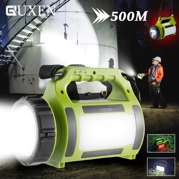 

High Power LED Flashlight Side with Red Light + White Light 500M Long Range Spotlight 5 Modes Waterproof Camping Searchlight
