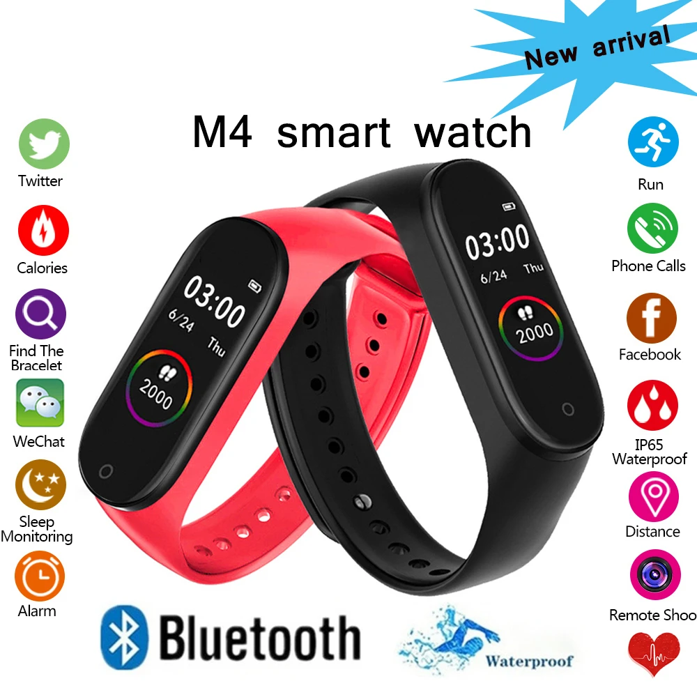 M4 Smart Wristband Waterproof Blood Pressure Heart Rate Monitor FitnessTracker Smart Bracelet M4 Band SmartWatch Sport Pedometer afbeelding