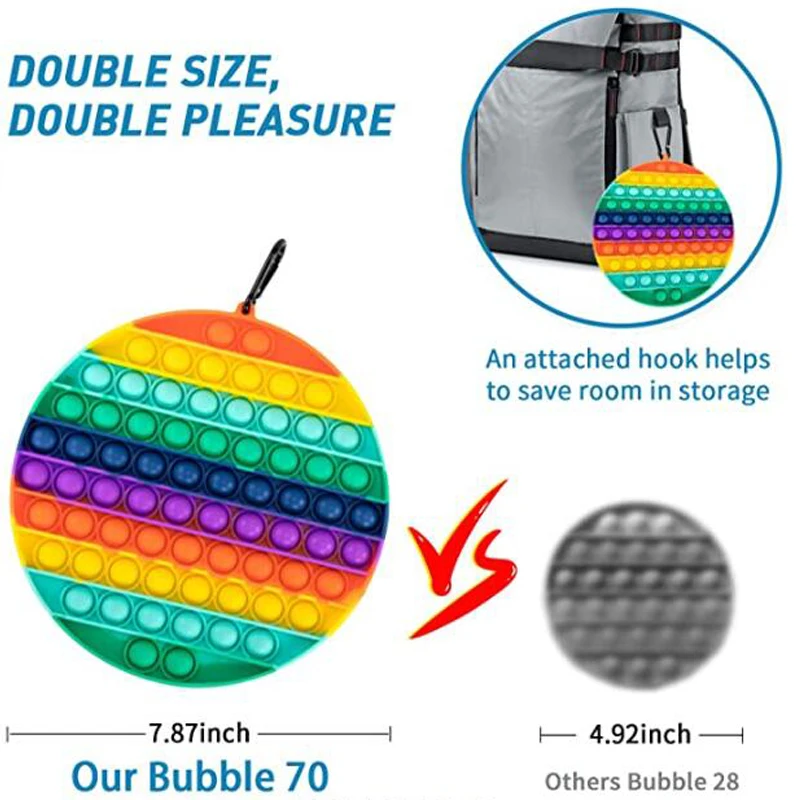 Pop Fidget Reliver Stress Toy Rainbow Push Bubble Antistress Toys Adults & Children Sensory Toys to Relieve Autism Free Shipping
