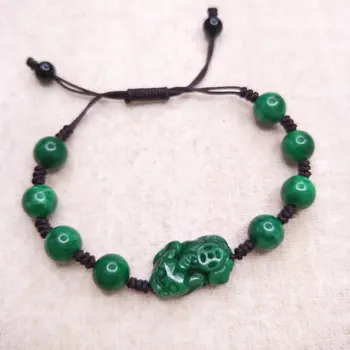 

Emerald animal pixiu Bracelet Hand woven handmade by myself suitable for female gift can be bring good luck