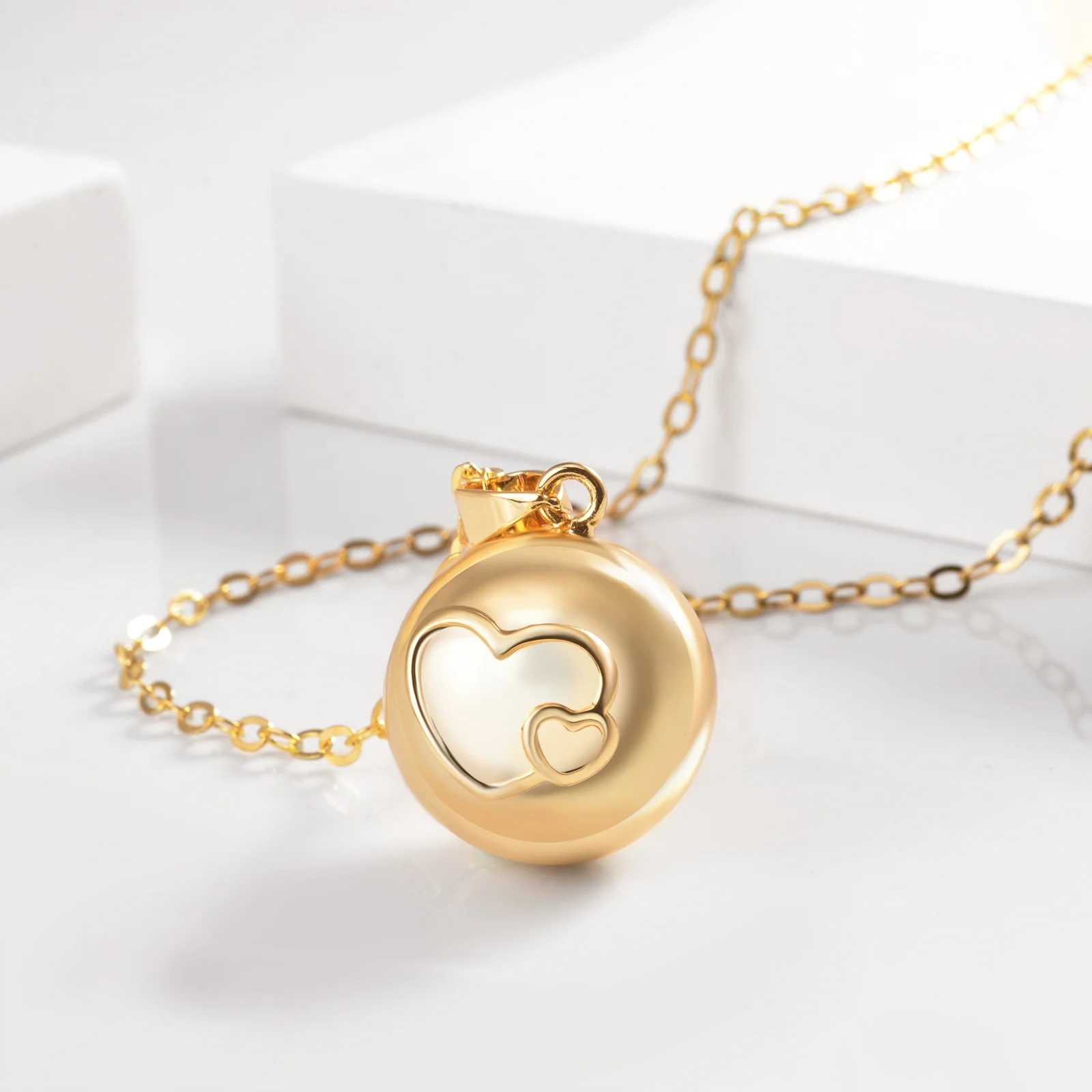 Eudora Maternity Jewelry Mix Styles White Gold Color Heart Chime Bola Pendant Angel Caller Necklace Jewelry For Pregnant Women 3