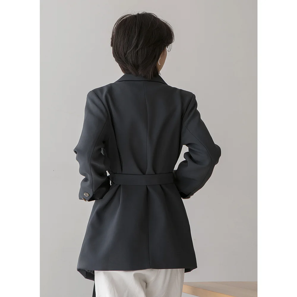 TVVOVVIN Autumn Solid Color Concise Harbour Taste Oblique Pocket Long Sleeve Chalaza Long Suit Loose Coat Woman ZX185