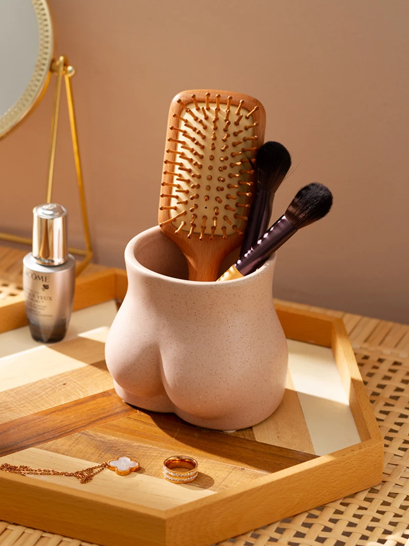 Creative Mini Flower Pot Desktop Decoration Pink Body Shape Art Chest Butt Ceramic Small Vase Modern Living Room Home Decoration 4