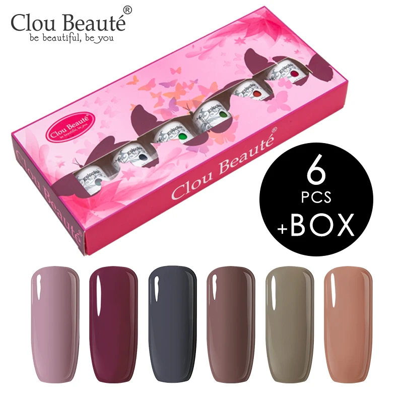 Clou Beaute Гель-лак подарочный набор! полупостоянная гель uv Vernis светодиодный гель лак для ногтей Лаки Гибридный био-Гели Soak Off Гель-лак лаков для ногтей Краски - Цвет: ZH05-6pcs(gift box)