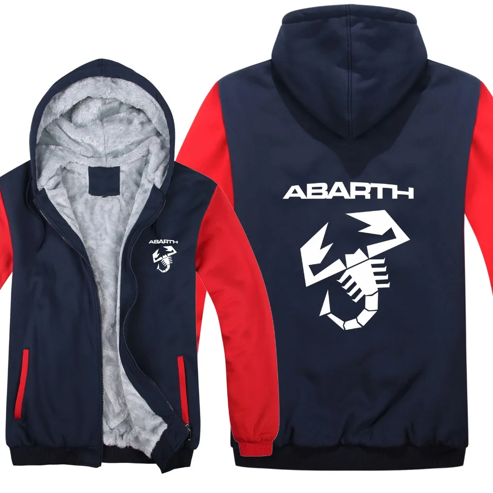 Abarth толстовки Мужская куртка зимняя высококачественная мужская повседневная шерстяная подкладка флис Abarth мужские толстовки с капюшоном