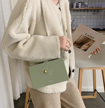 

Sweet fruit bag candy colors bags for women 2020 new appliques bags hard PU women bag box flap shoulder bag chain crossbody bags