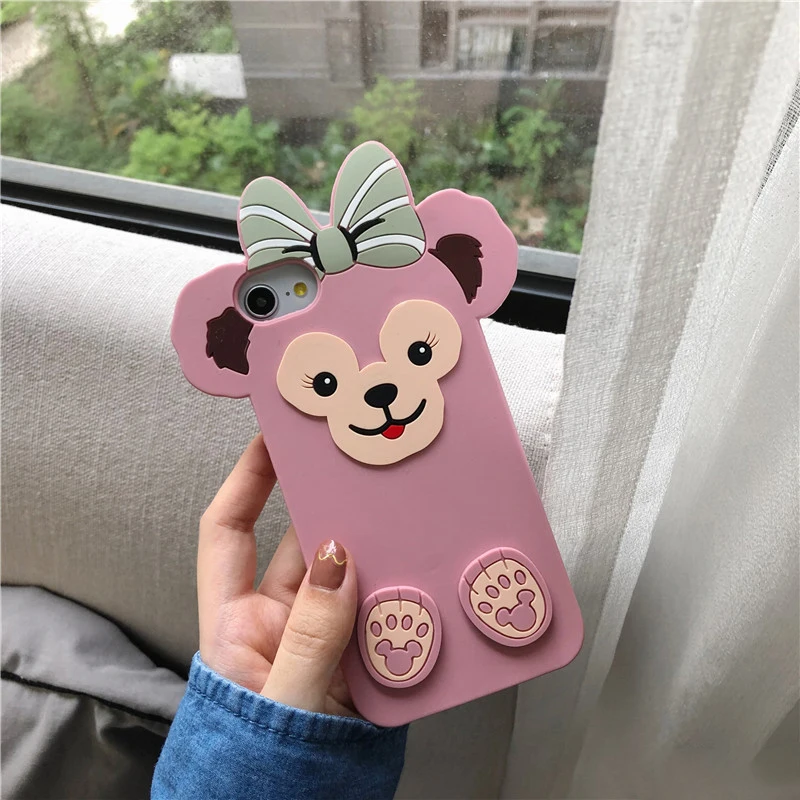 Pink Monkey Милый силиконовый чехол для iPhone 5, 5S, 6, 6s Plus, 7, 8, X, XR, XS, 11 Pro Max, SE, чехол, панда, медведь, кошка, утка, свинья, милый чехол для телефона - Цвет: Pink Monkey