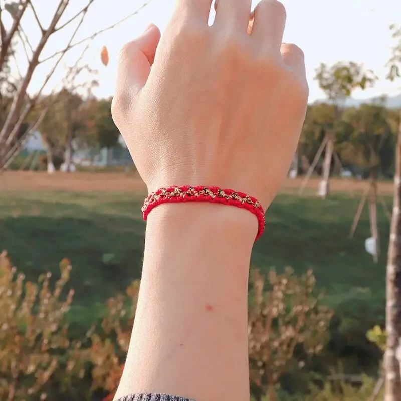 Bracciale Di Preghiera Tibetano Intrecciato: Portafortuna Regolabile 17-28 Cm, Energia Positiva E Stile Etnico Per Adolescenti E Adulti (Colore Rosso)