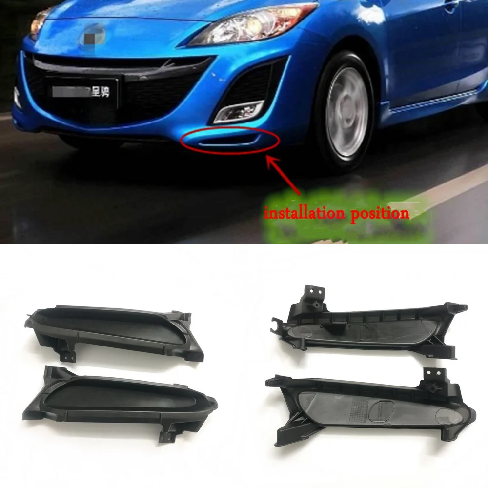 JanDeNing 2pcs For Mazda 3 2010-2011 Front bumper Cover Frame Grille Trim black