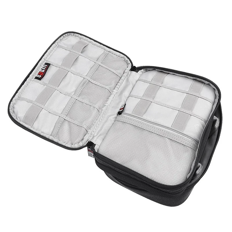 

Hot New BUBM Electronics Accessories Carry Bag Double Layer Cable Organizer USB Drive Shuttle Hard Drive Case with Cable Tie