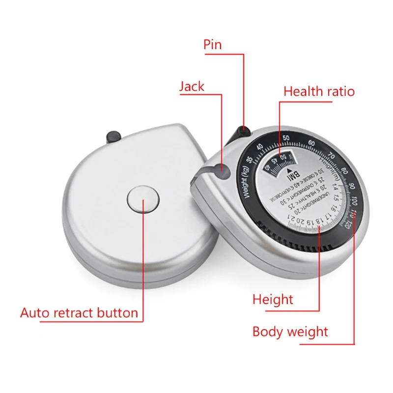 Tape Measure Measuring Tape Body Mass Measuring Tape Measure 150cm BMI Calculator-Fitness Weight Loss Muscle Fat Test-Push-Button Retract