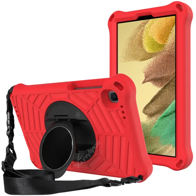 Kids Safe EVA Tablet Case For Samsung Galaxy Tab A7 Lite 8.7 2021 SM-T220 T225 Galaxy Tab A7 10.4 SM-T500 Shoulder Strap Cover red