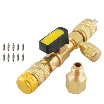 

1Pc R410A R22 Dual Size SAE Port HVAC Valve Core Removal/Installer Tool(No Gas Loss) with 10Pcs Valve Core