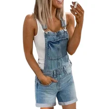 Damskie spodnie jeansowe ogrodniczki Playsuit kombinezon MINI krótkie spodnie jeansowe 8-18 tanie i dobre opinie Samdolly Drukuj POLIESTER COTTON Powrót do podstaw CN (pochodzenie) Z elementami naszywanymi WOMEN 91 (włącznie)-95 (włącznie)