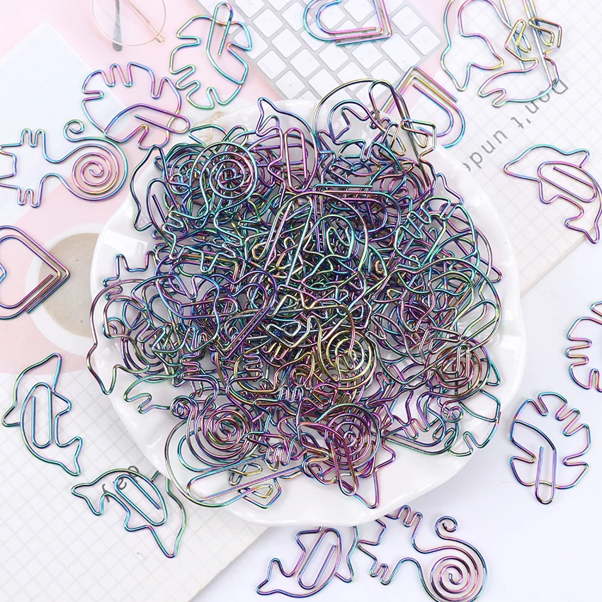 

5 PCS/Pack Dolphin Paper Clip Office Information Classification Shaped Paper Clips Colorful Cartoon Photo Clips Office Supplies