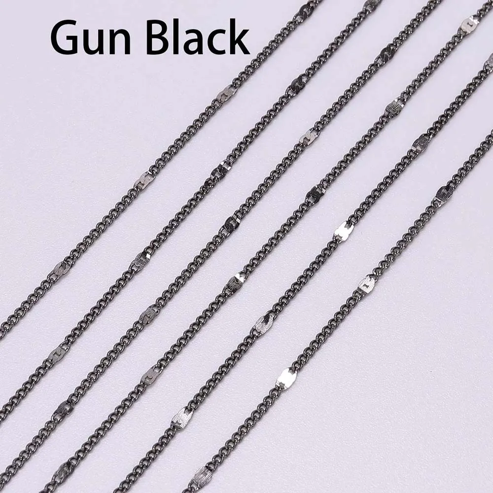 Gun Black 5 м/лот, серебряное/золотое ожерелье с покрытием, цепочки для изготовления ювелирных изделий, самодельные цепочки, материалы ручной работы - Цвет: Gun Black