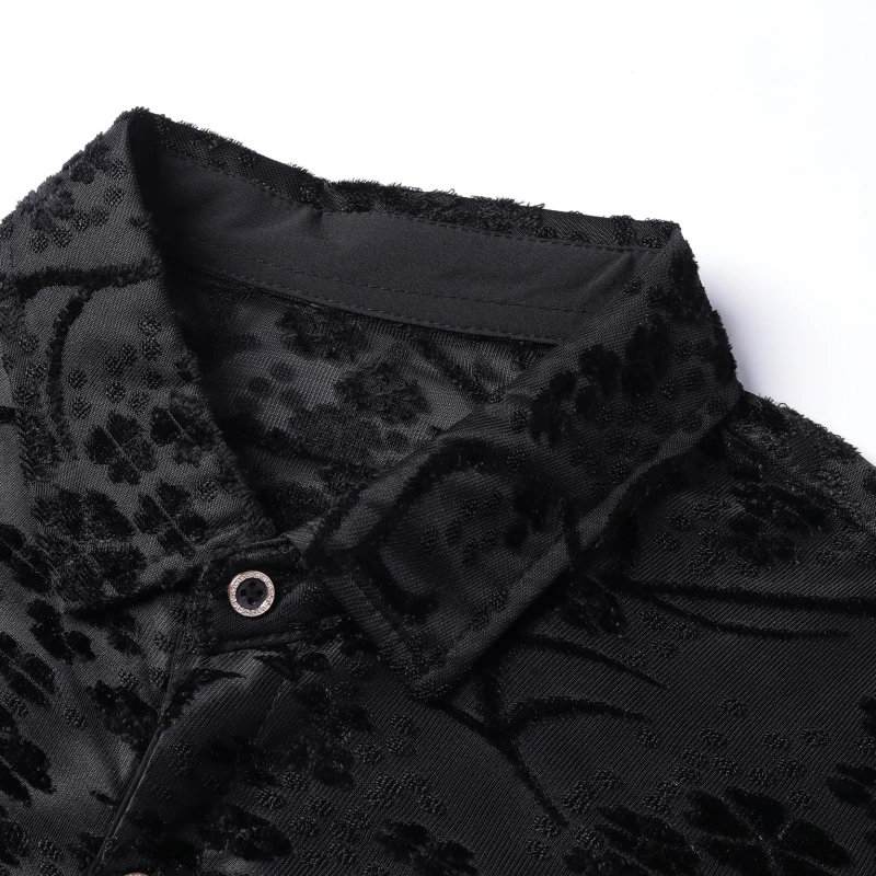 Цветочные дизайнерские рубашки Camicia Uomo цветок бархатная рубашка Для мужчин 2019 осень длинный рукав рубашка Camisa Hombre Для мужчин s Кнопка