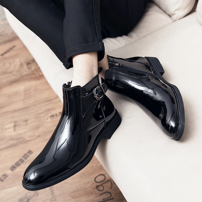 Men Chelsea Boots Leather Ankle Boots Casual Shoes