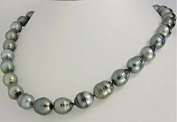 

HUGE 18"10-12MM NATURAL TAHITIAN GENUINE BLACK GRAY BLUE GREEN PEARL NECKLACE