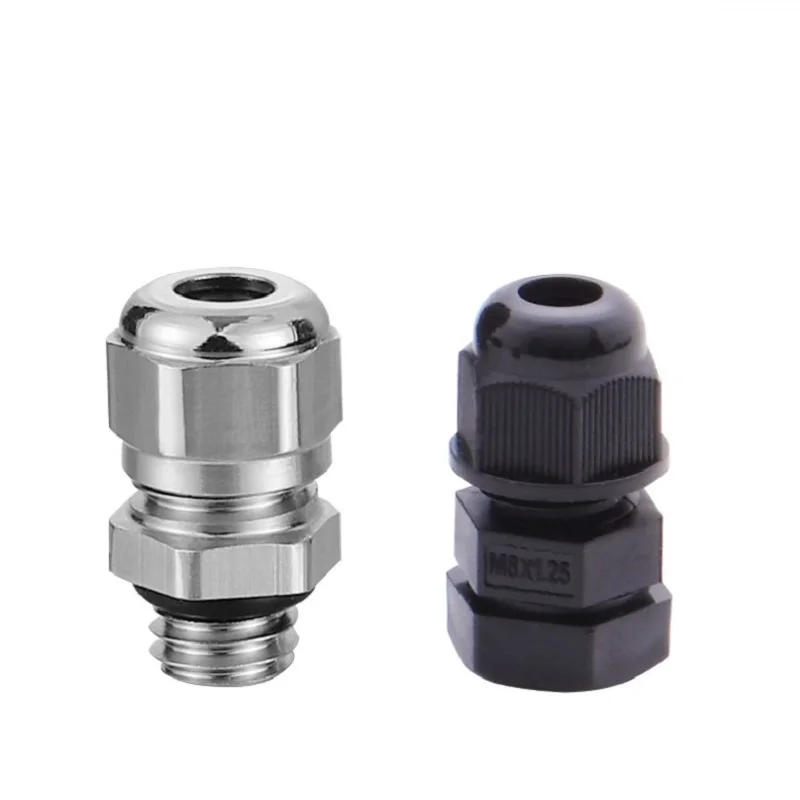 Nylon Rubber Plug M8*1.25(3-5MM) Metal Cable Waterproof Joint Flame-retardant Glan Head Cable Glands 20pcs