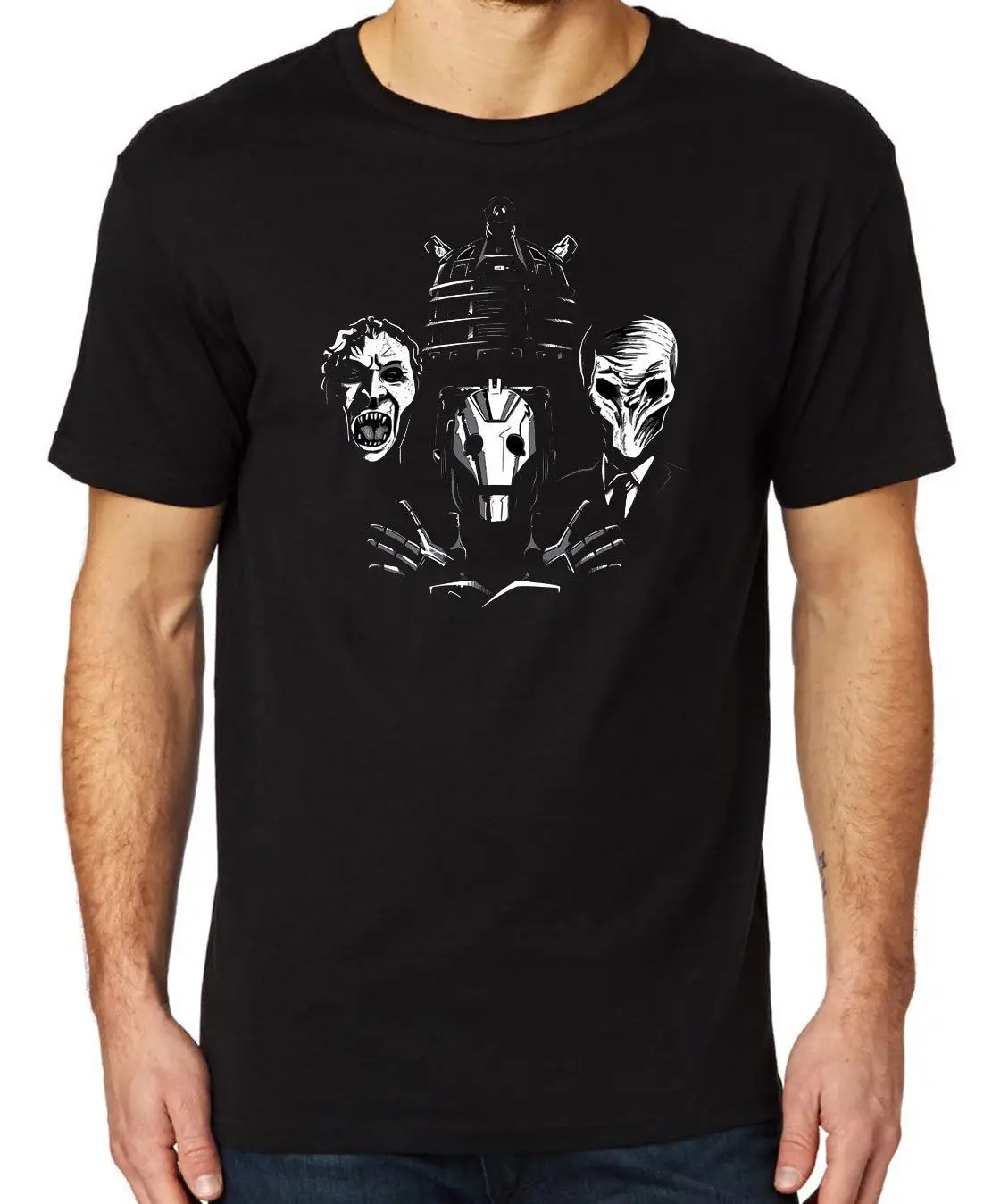 Доктор Кто Dalek Rhapsody Унисекс Мужская и женская черная футболка Летняя мужская