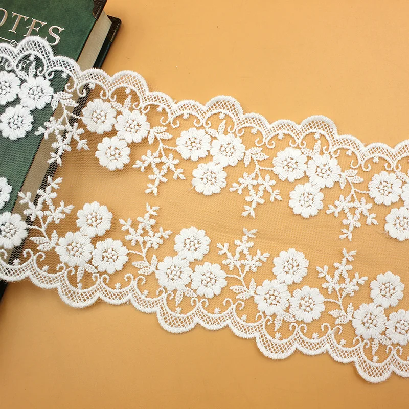 Lace Fabric 2yards/lot White Black Embroidered Gauze 12CM