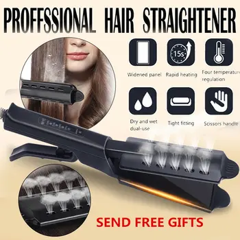 

Hair Straightener Four-gear Temperature Adjustment Ceramic Tourmaline Flat Iron Women Hair Straightener Widen Panel Hair Curler