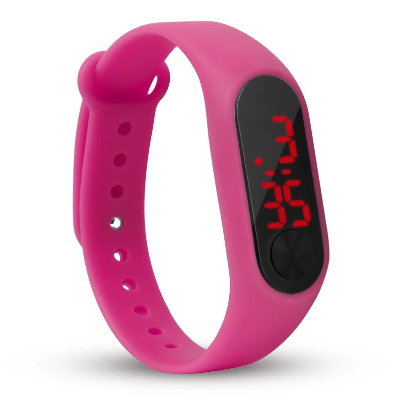 Детские наручные часы светодиодный цифровые наручные часы браслет Дети Спорт на открытом воздухе часы для мальчиков девочек электронные Дата часы Reloj Infantil - Цвет: rose red