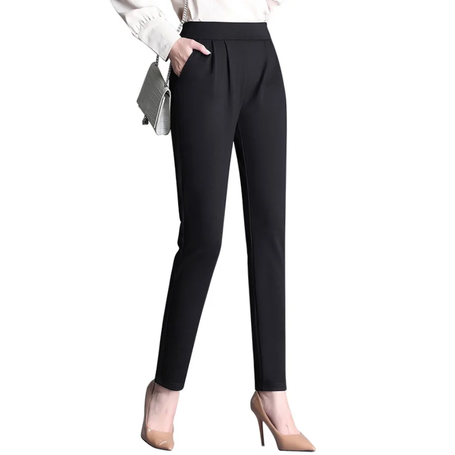 Брюки женские с высокой талией рабочие штаны эффектом пуш-ап длинные эластичные