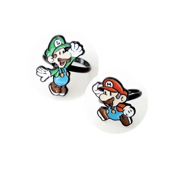 

cartoon rings super mario anime action figure adjustable metal finger rings toys cute gifts for children