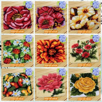 

Cartoon Flower Latch Hook Rug Kit Unfinished Crocheting Rug Embroidery Carpet Handmade Floor Mat Carpets Living Room Needlework