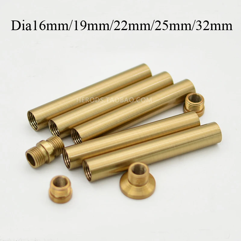 Dia16/19/22/25/32mm Bronze Color Female Thread Metal Hollow Tube Double Heads Inner Tooth Tube Pipe Lighting Accessories led lamp accessories