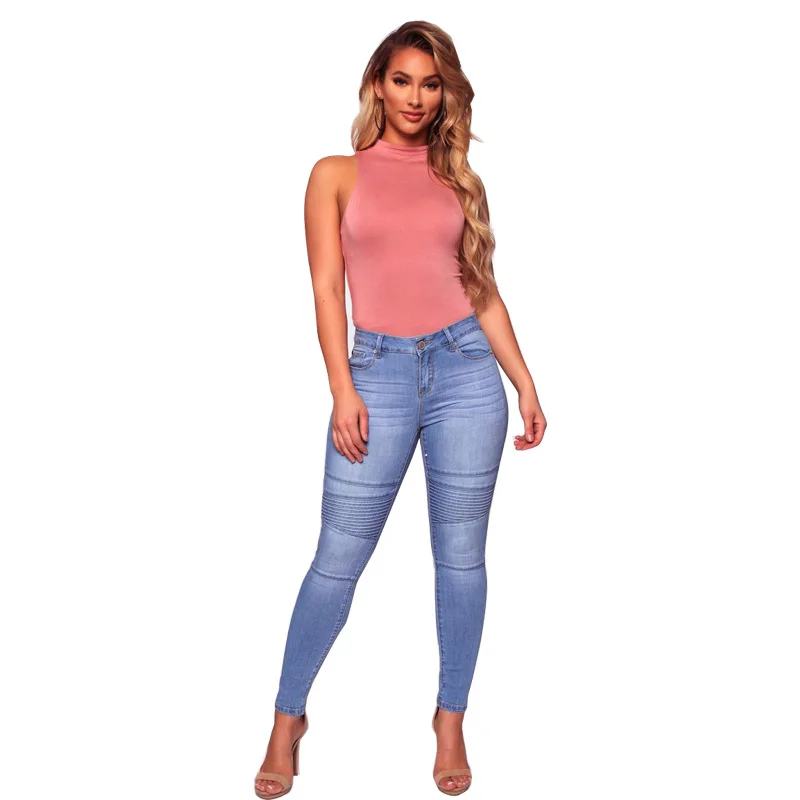 JENYAGE Boyfriend Skinny Jeans Woman New Arrival Sexy High Waisted Stretchy Bodycon Casual Moto Biker Tight Bootcut Jeans