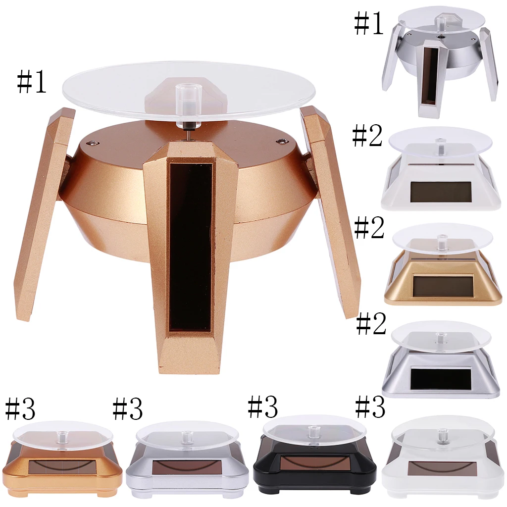 

360° Rotating Display Stand Base Rotary Turntable - Solar/Battery Powered, 4 Colors for Choose