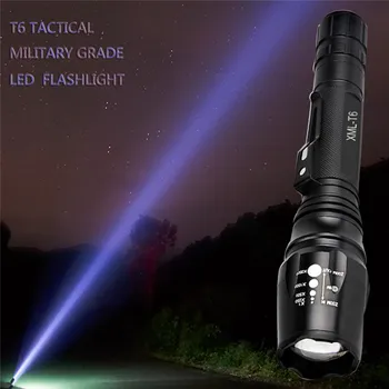 

Elfeland T6 Tactical Military LED Flashlight Torch X7T6 L2 telescopic zoom glare 1000 lumens two charging Zoomable 5-Mode #4N28