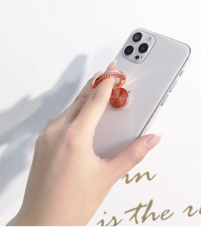 Crystal Round Phone Finger Ring Holder For iPhone Redmi Samsung Thread Metal Grip Rotation Cellphone Stand Mount Bracket car mount phone holder