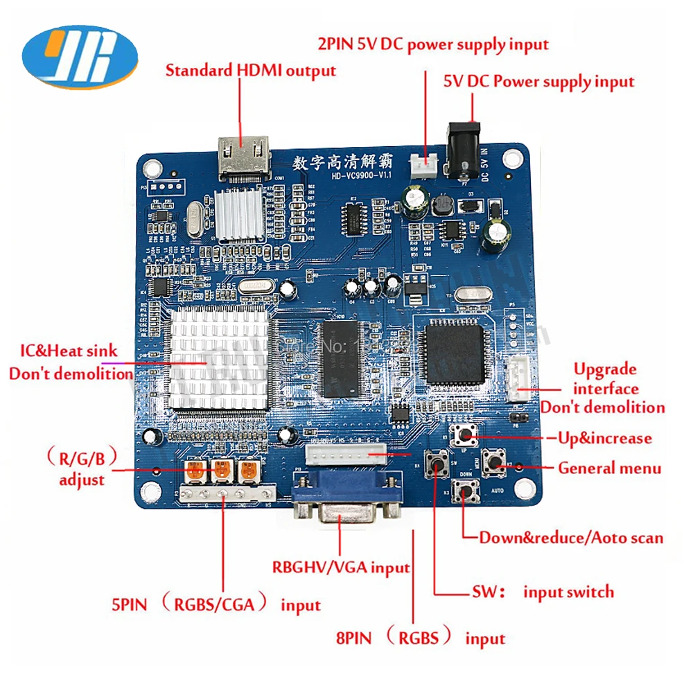 CGA к HDMI конвертер доска VGA/CGA/EGA к HDMI Плата преобразования pcb Jamma аркадная игра VGA к HDMI выход видео конвертер