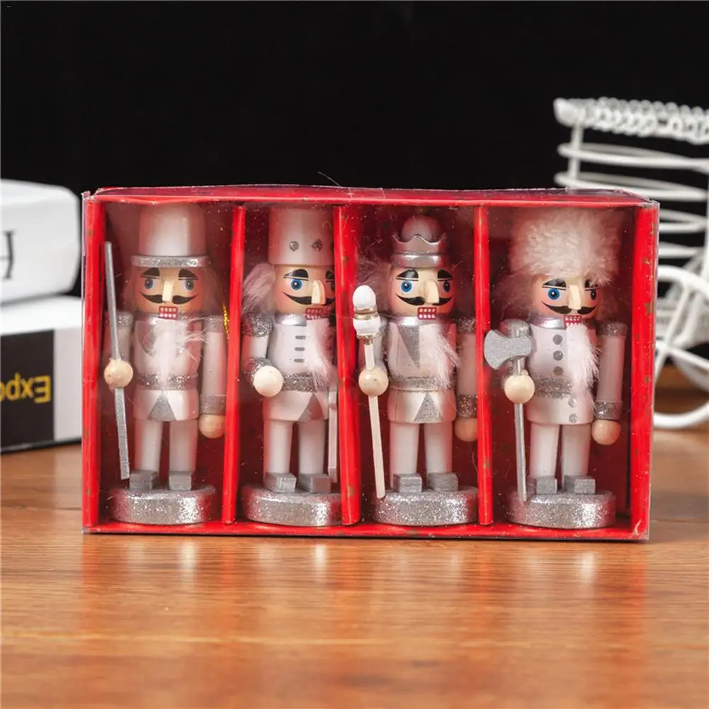 

Nutcracker Christmas Wooden Christmas Gift Decoration Nutcracker Puppet King Soldier 10cm 4 Small Pendant Red White Series #4W
