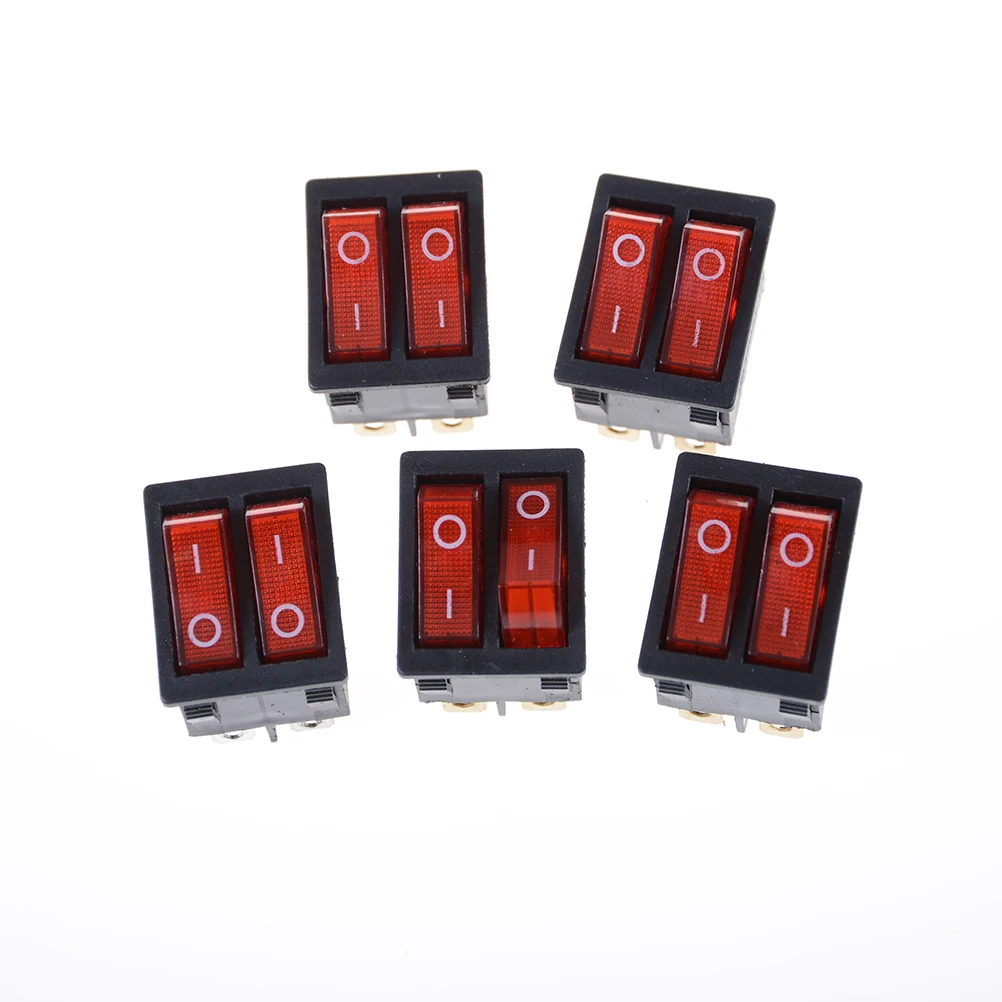 

ZLinKJ Double Boat Rocker Switch 6 Pin On-Off With Red Light 16A 125VAC