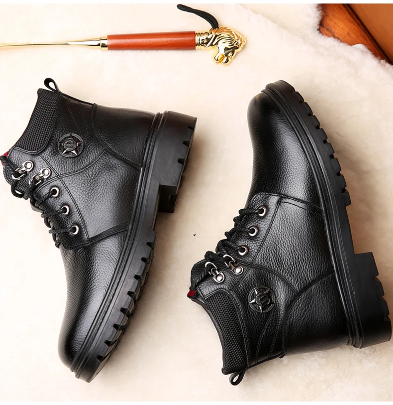 ZSAUAN/зимние ботинки; мужские теплые ботинки из натуральной кожи в стиле ретро; мужские армейские ботинки; Цвет черный, коричневый