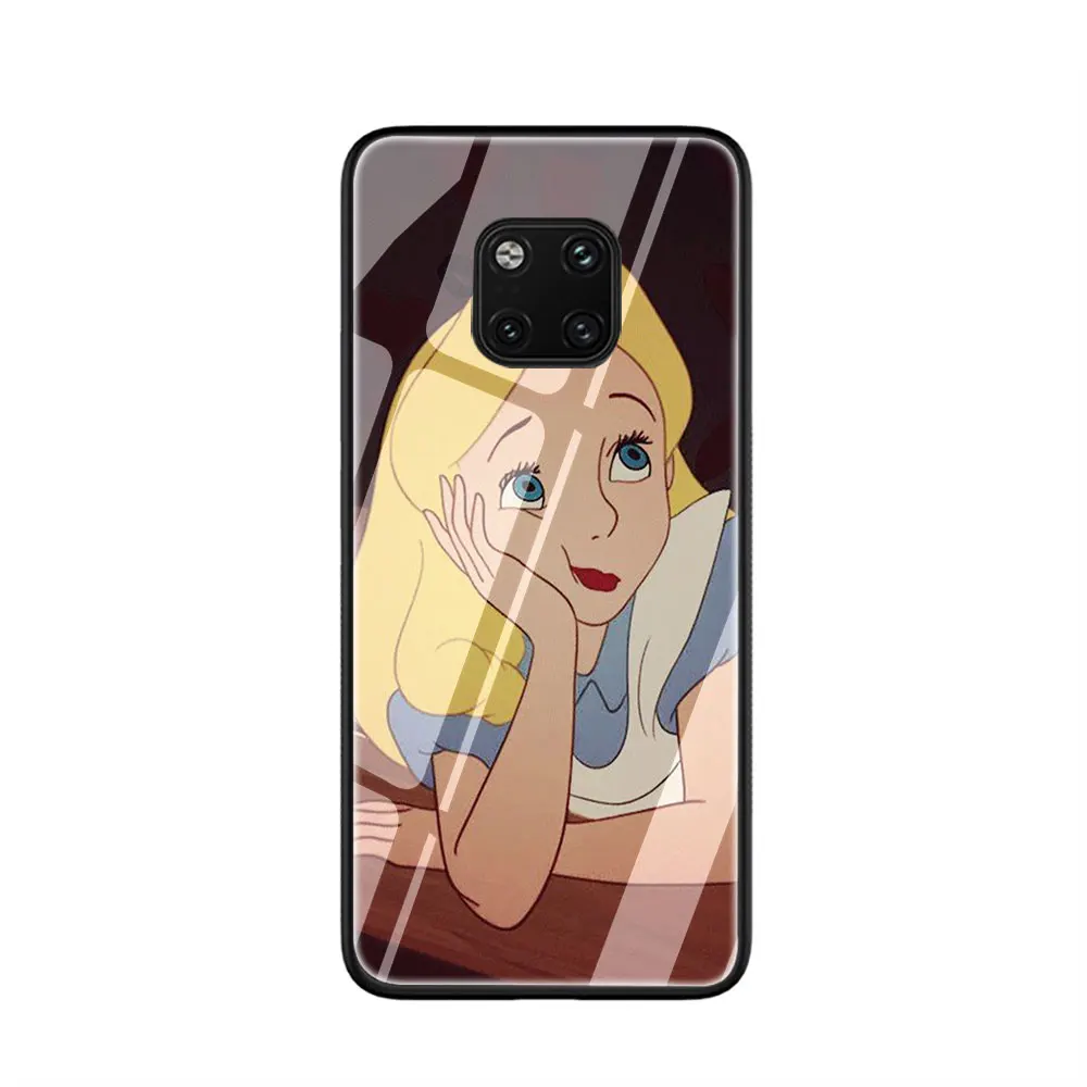 EWAU Алиса в стране чудес закаленное стекло чехол для телефона huawei mate P 10 20 30 Lite Pro Y9 Honor 8X 7A