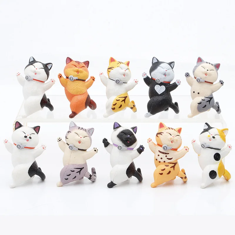 Toy Cat Collection Funny Mini Cats Miniatures Japanese Bell Cat Funny Lucky Creative Ornaments Dancing Doll Holder Cats ornament crafts,miniature figurines,miniature ornament,cat toy ornaments,cat figurine decoration,cat figurines,resin wedding buttons