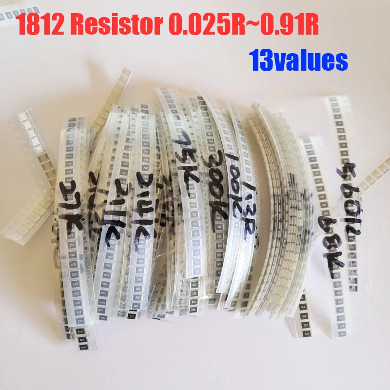 1812 SMD резистор 13valuesx10 шт = 130 шт Резистор Комплект 0.025R~ 0.91R Ассорти Комплект