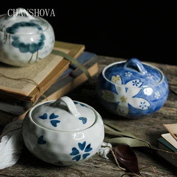 

CHANSHOVA 400ml Chinese Hand-painted Floral Pattern Ceramic Bowl Porcelain Stew Bowl with Lid Tableware Kitchen Utensils H253