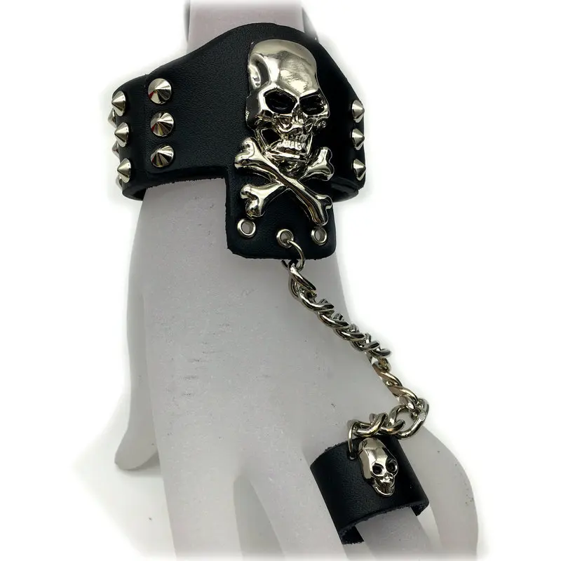 Винтажный хип-хоп рок-н-ролл crazy skeleton заклепки кожаный ремешок браслет музыка тяжелого металла панк ювелирные изделия