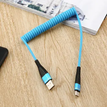 

USB-C Type C Cable stretched Coiled Spring Spiral Type-C Male Extension Cord Data Sync Charger Wire Charging Cable For Samsung