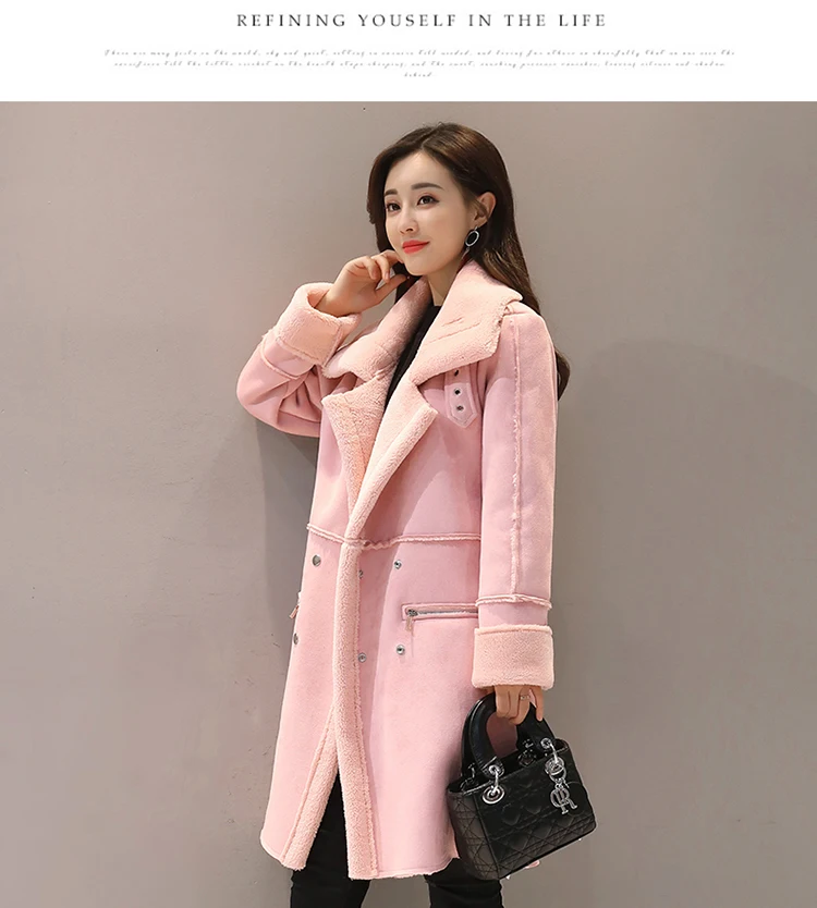 Winter Velvet Suede Jacket Coats Women Winter Outerwear Fashion Coat Thick Warm Faux Sheepskin Long Casual Female Overcoat