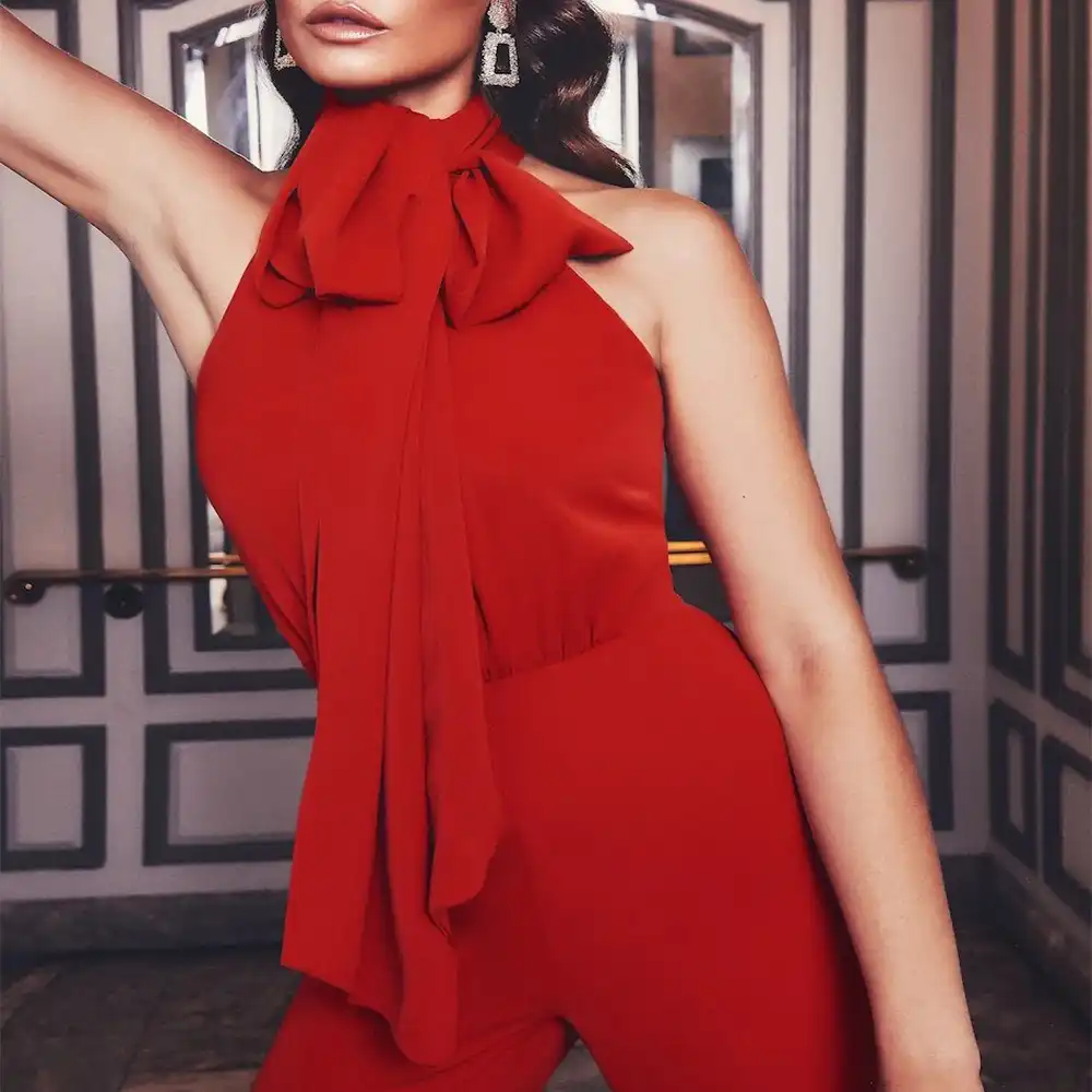 red tie jumpsuit