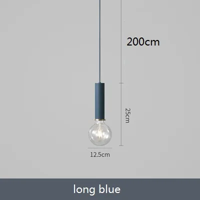 Long blue Простой Лофт Декор светодиодный подвесной светильник современный макарун железный подвесной светильник с одной головкой Домашний Светильник - Цвет корпуса: Long blue