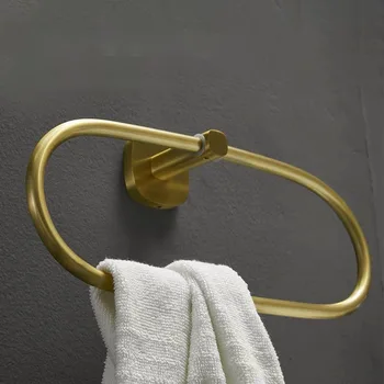 

bathroom Gold Space aluminum towel rings Brushed wall mounted towel rack shelf circle